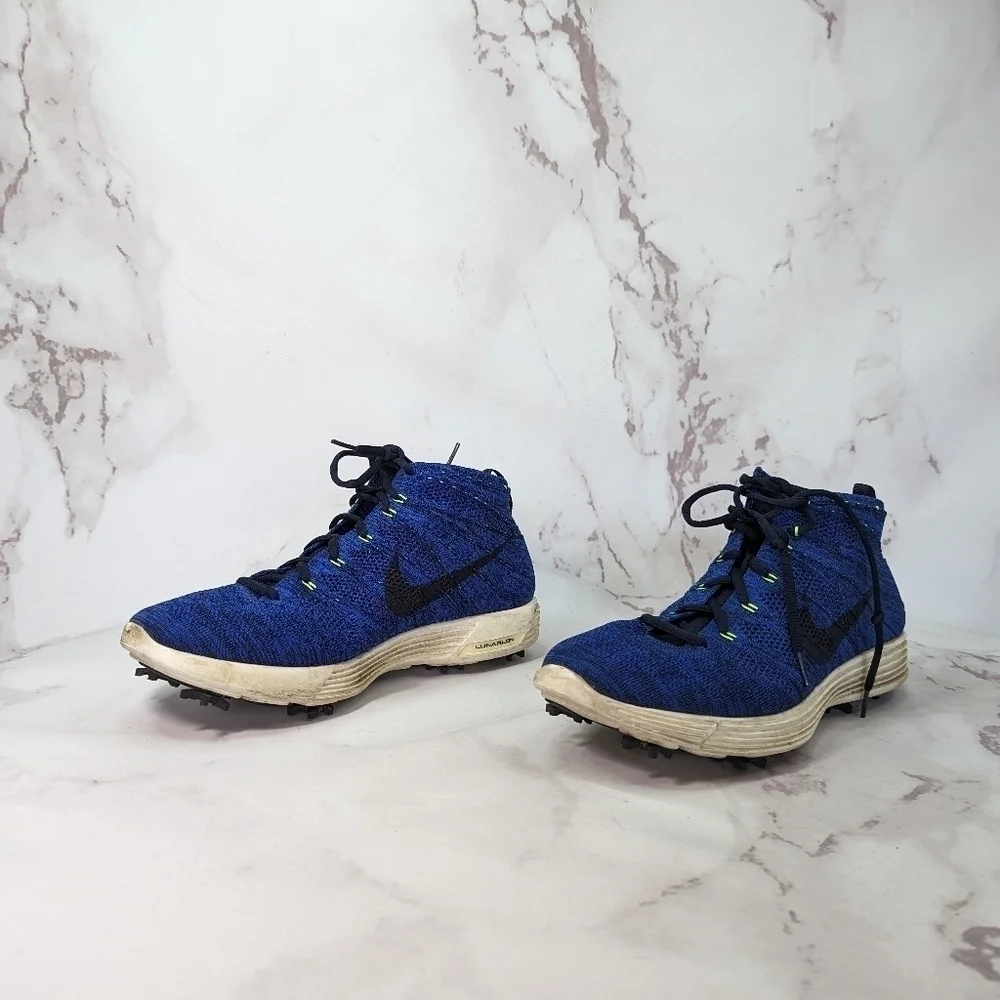 Nike Shoes Mens 13 Lunar Flyknit Chukka Blue Black Mid Obsidian 554969-444